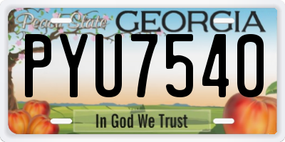 GA license plate PYU7540