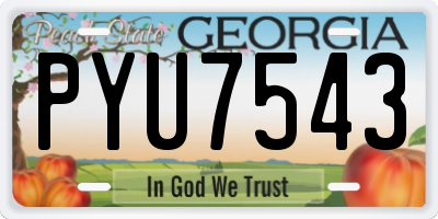 GA license plate PYU7543