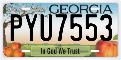 GA license plate PYU7553