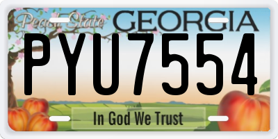 GA license plate PYU7554