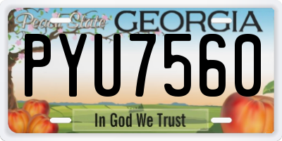 GA license plate PYU7560