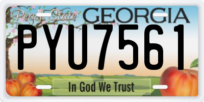 GA license plate PYU7561
