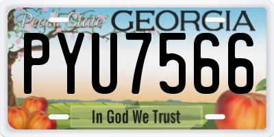 GA license plate PYU7566