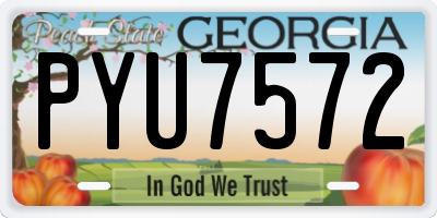 GA license plate PYU7572