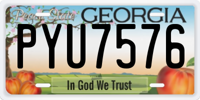 GA license plate PYU7576