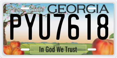 GA license plate PYU7618