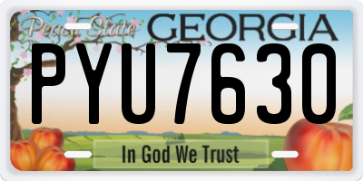 GA license plate PYU7630