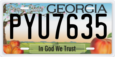 GA license plate PYU7635