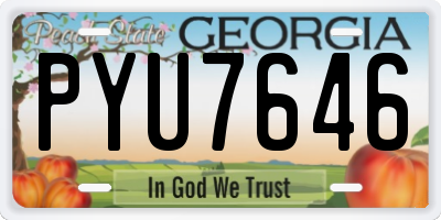 GA license plate PYU7646