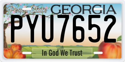 GA license plate PYU7652