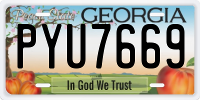 GA license plate PYU7669