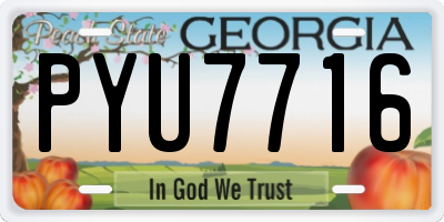 GA license plate PYU7716
