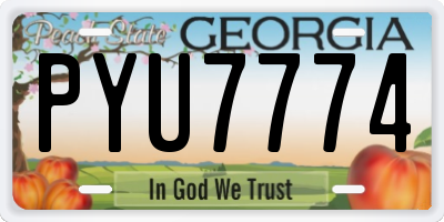 GA license plate PYU7774