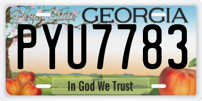 GA license plate PYU7783