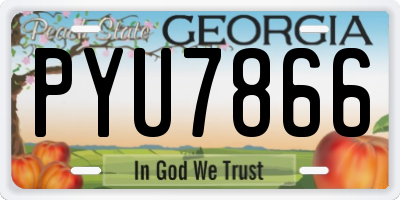 GA license plate PYU7866