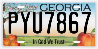 GA license plate PYU7867