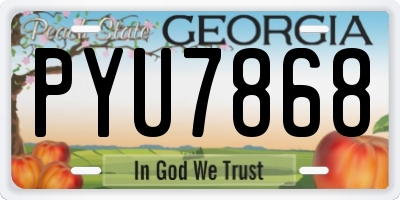 GA license plate PYU7868