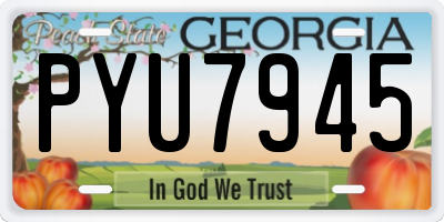 GA license plate PYU7945