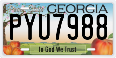 GA license plate PYU7988