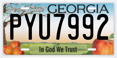 GA license plate PYU7992