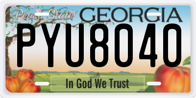 GA license plate PYU8040