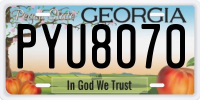 GA license plate PYU8070