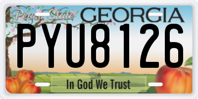 GA license plate PYU8126