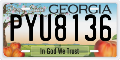 GA license plate PYU8136