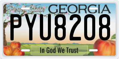 GA license plate PYU8208