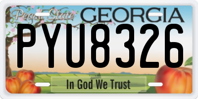 GA license plate PYU8326