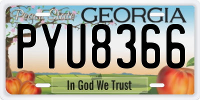 GA license plate PYU8366