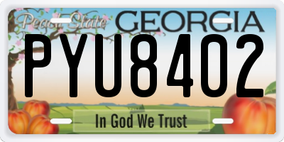 GA license plate PYU8402