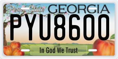 GA license plate PYU8600