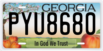 GA license plate PYU8680