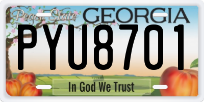 GA license plate PYU8701