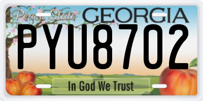 GA license plate PYU8702