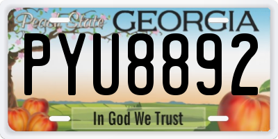 GA license plate PYU8892