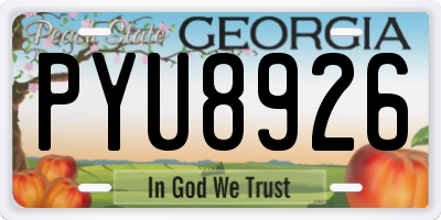 GA license plate PYU8926