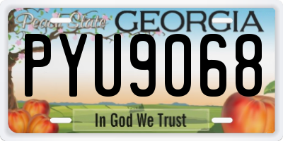 GA license plate PYU9068