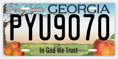 GA license plate PYU9070