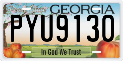 GA license plate PYU9130