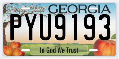 GA license plate PYU9193