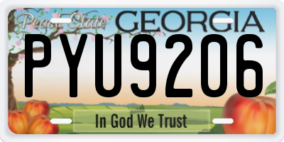 GA license plate PYU9206
