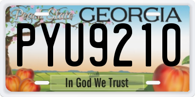GA license plate PYU9210