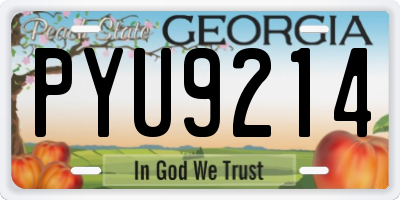GA license plate PYU9214