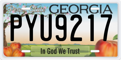 GA license plate PYU9217