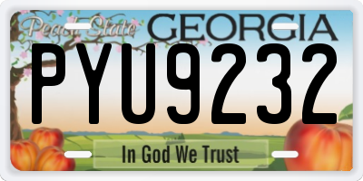 GA license plate PYU9232