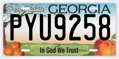 GA license plate PYU9258