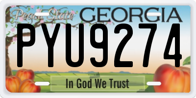 GA license plate PYU9274