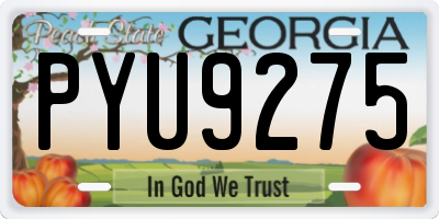 GA license plate PYU9275